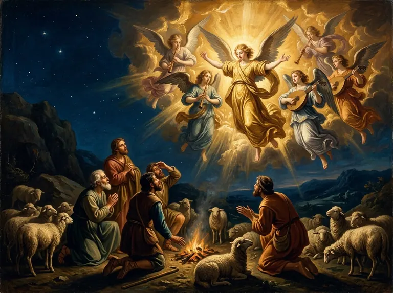 Los ángeles anuncian a los pastores el nacimiento del Señor
