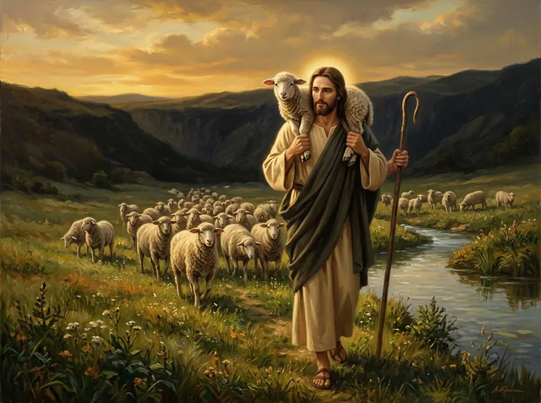 El Buen Pastor lleva sobre los hombros a la oveja perdida